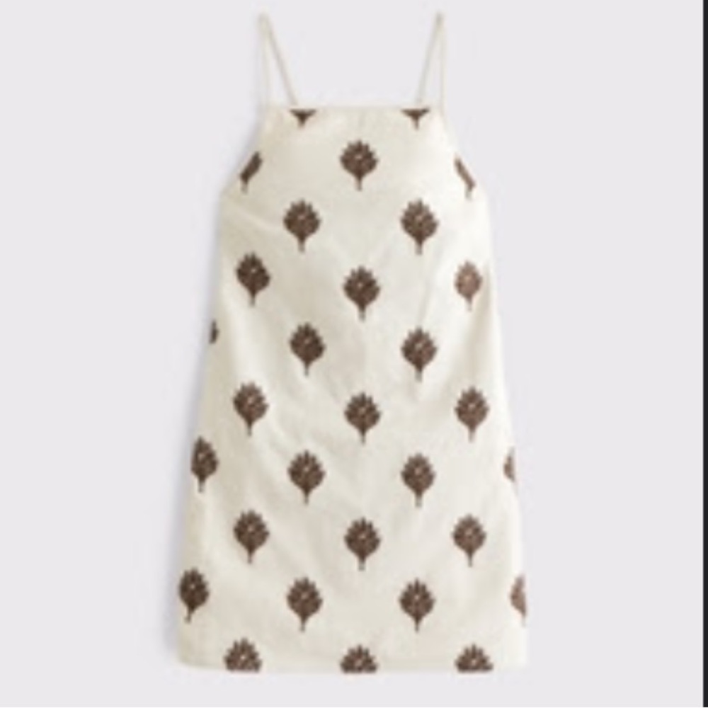 Abercrombie & Fitch Cream Dress with Dark Brown Pattern